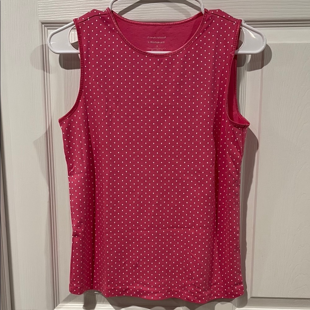 Christopher & Banks Hot Pink Polka Dot Sleeveless Tank